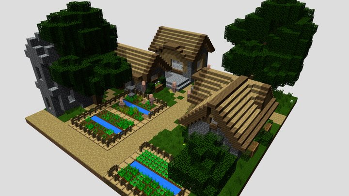 Minecraft Village 3D Model