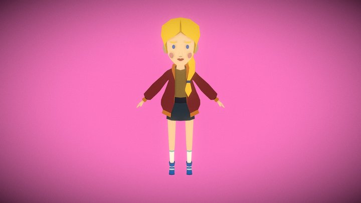 Low Poly Little Teen Girl