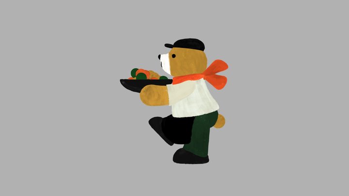 Waiter Bear 3D Model