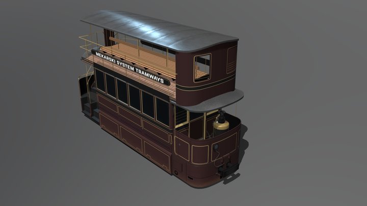 Mekarski Double Decker Tram, Paris 1860s 3D Model
