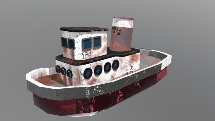 Sunken tugboat 3D Model