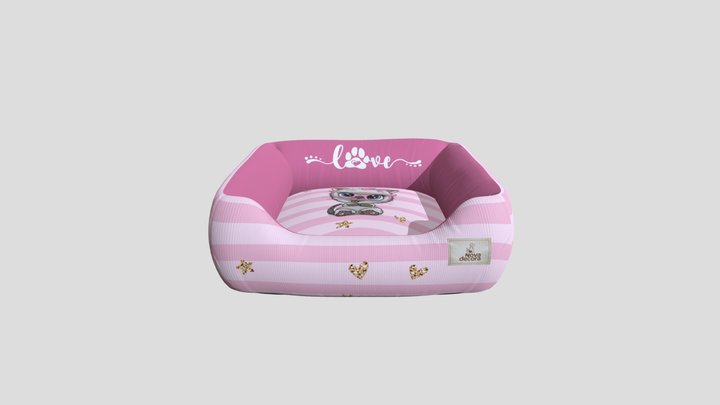 Caminha de Gato Rosa Love Aveludado 3D Model