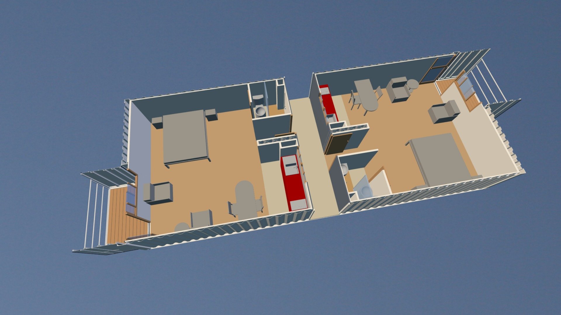 2 x ISO 40' Residential units design