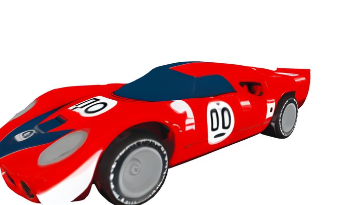 classic red Lola T70 race car 3D Model