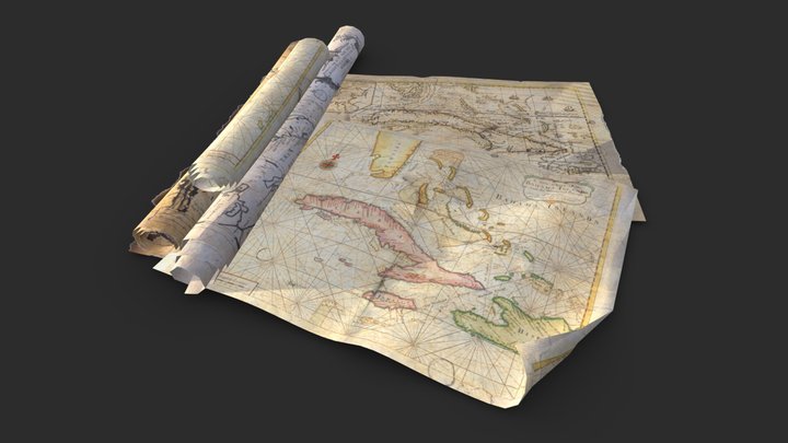 Old Caribbean Maps 3D Model