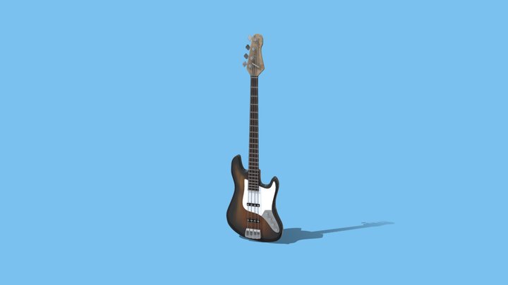 Electric 4 String Bass with Sunburst Skin 3D Model