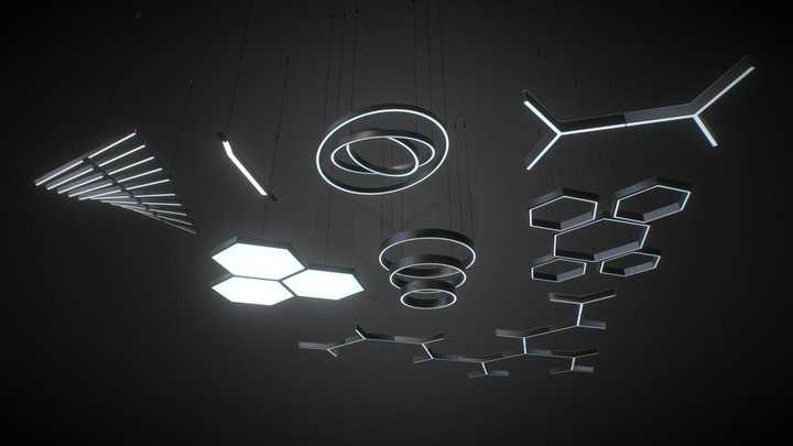Sci-Fi Lamps Set 1, a Furniture 3D Model by 3DCaster (Thumbnail 1 of 6)