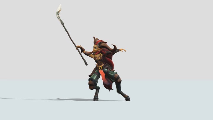 Character Animation: Faun (Naginata Toss) 3D Model