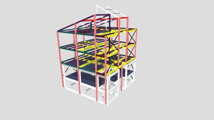 Steel structure added outside existing structure 3D Model
