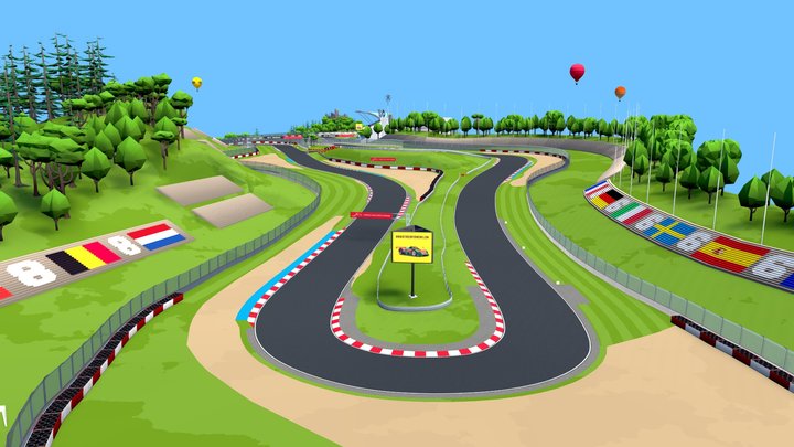 Cartoon Race Track Nurburg 3D Model