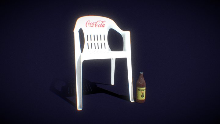 Silla de plástico y caguama 3D Model