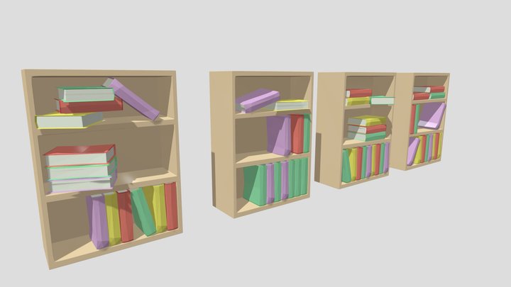 Lowpoly bookshelfs 3D Model