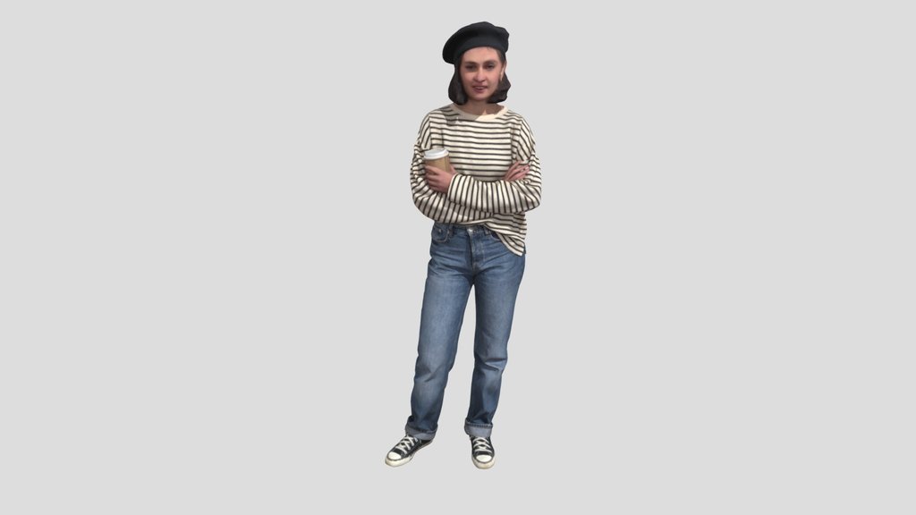Girl In A Beret With Coffee