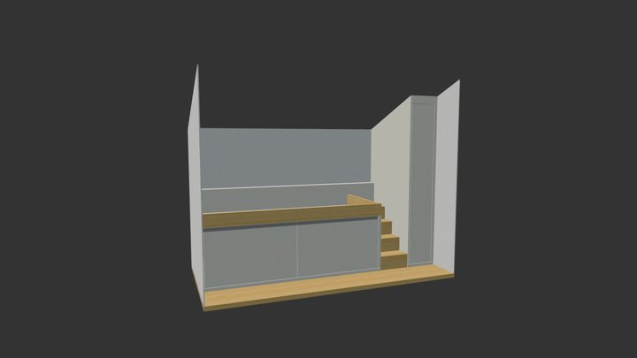 Hochbett mit Schrank, Eiche 3D Model
