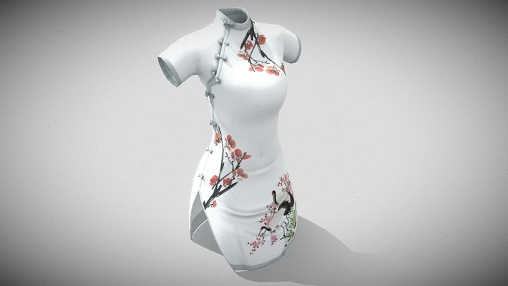 qipao long shirt 3D Model