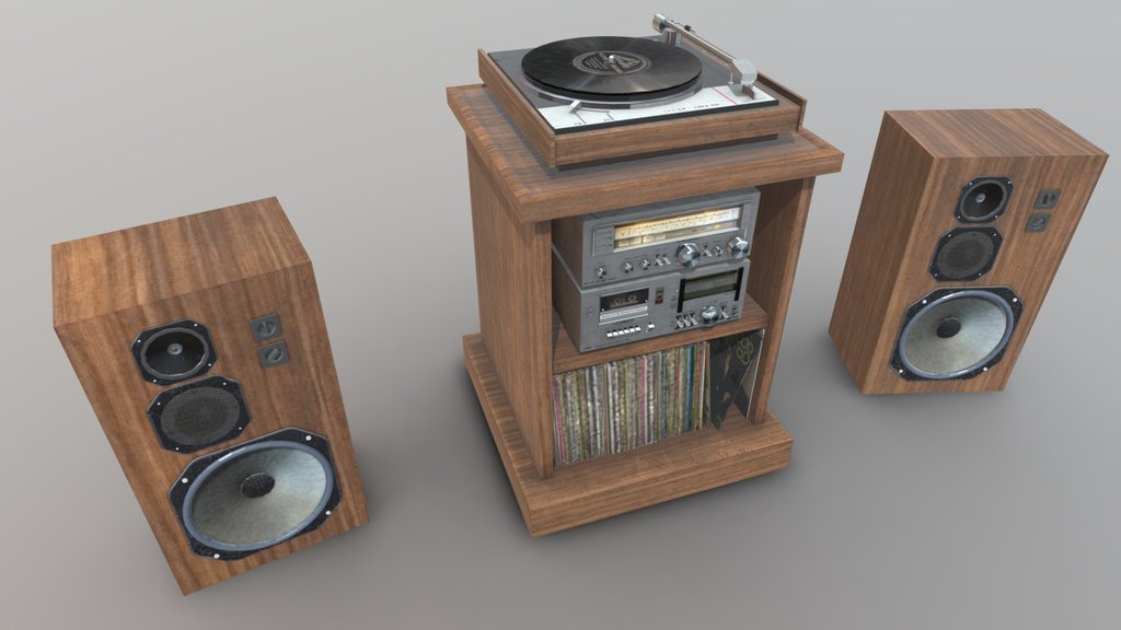Vintage Stereo Hi-Fi Stack w/ Speakers