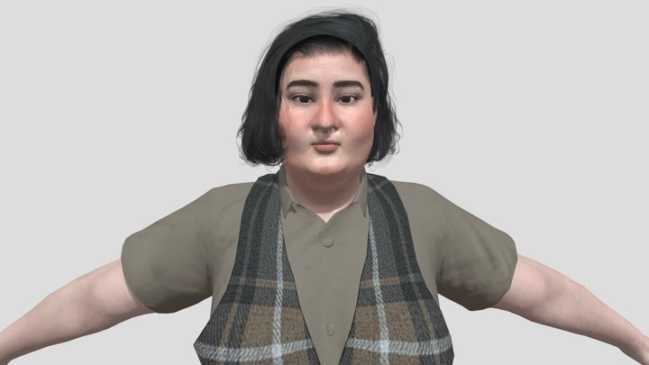 ASIAN FAT WOMAN TEACHER or OFFICE WORKER 3D Model