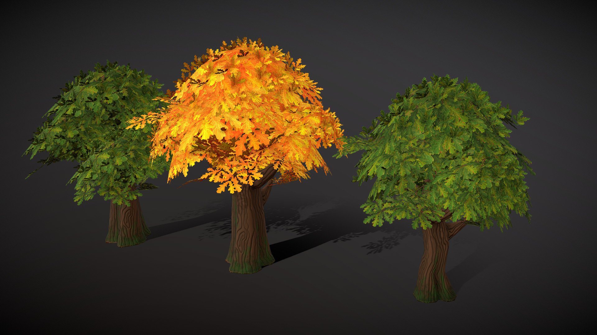 Hand-painted stylized oak tree game ready asset - Buy Royalty Free 3D ...