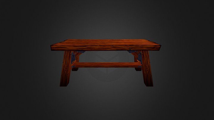 Wooden Table 2 3D Model