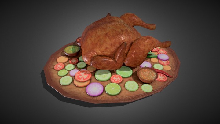 Roast Chicken - low poly game asset
