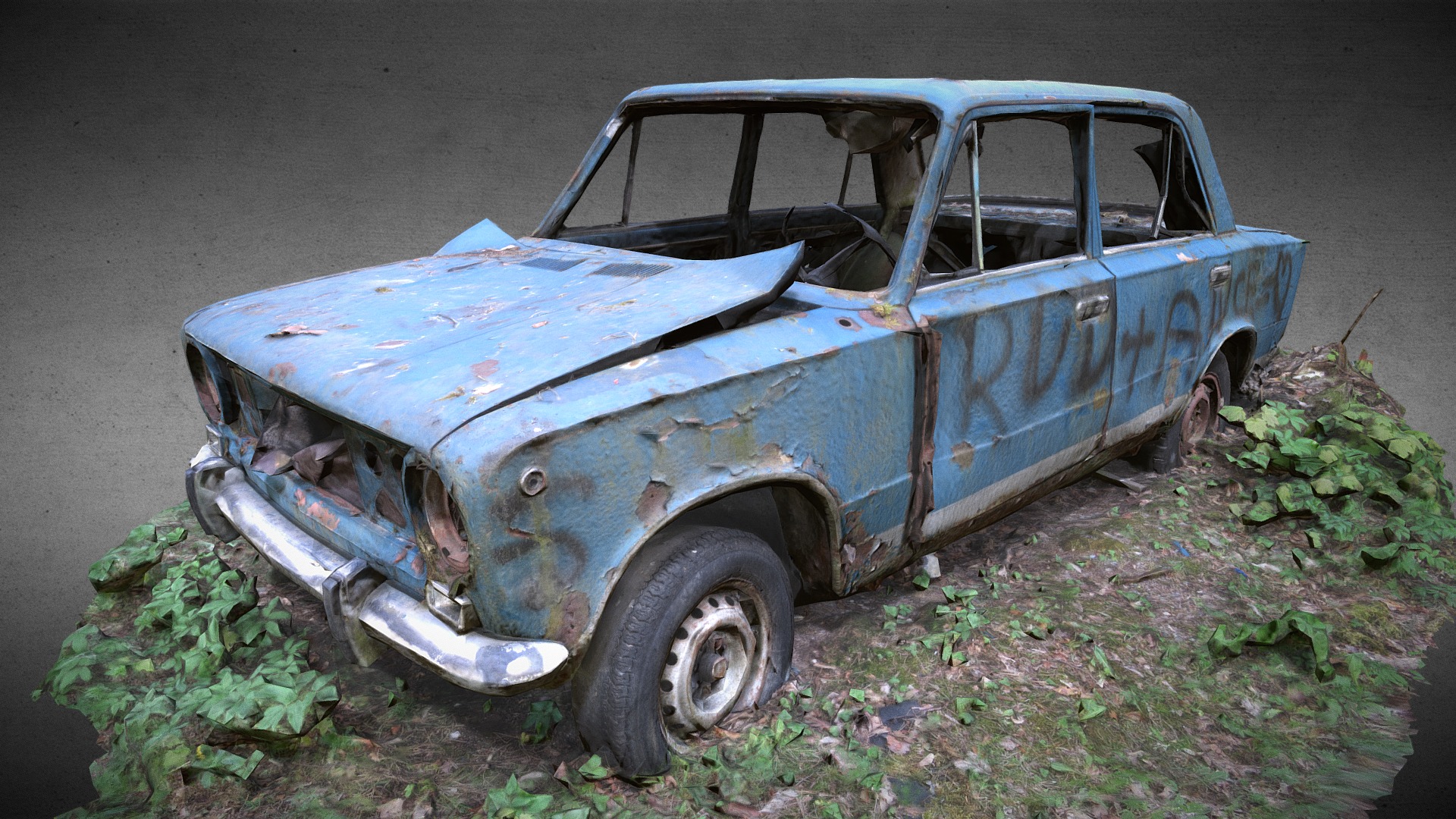 3D model Vaz-2101 Wreck - This is a 3D model of the Vaz-2101 Wreck. The 3D model is about a car with the front end smashed.