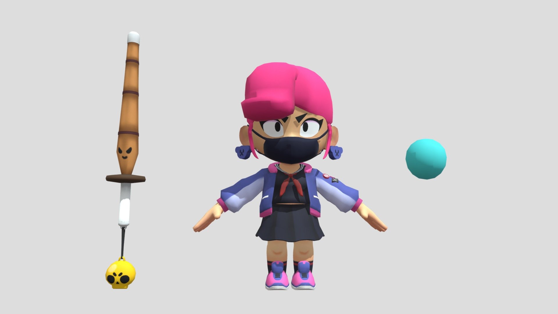 3d model brawl. Bibi brawl stars.