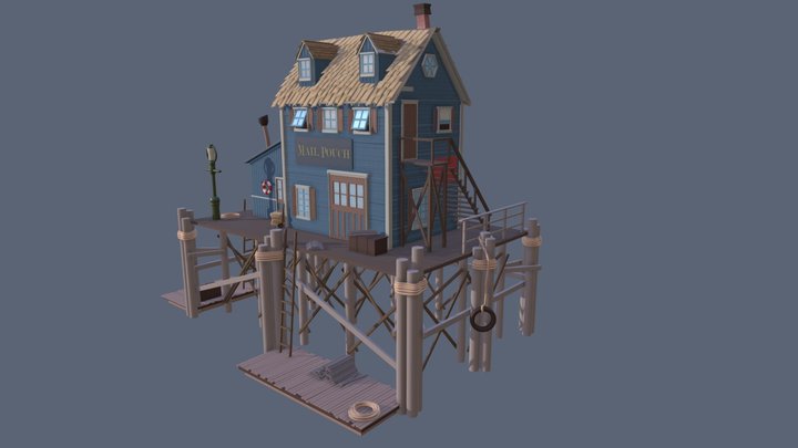 Fishing and Shipping Marina 3D Model