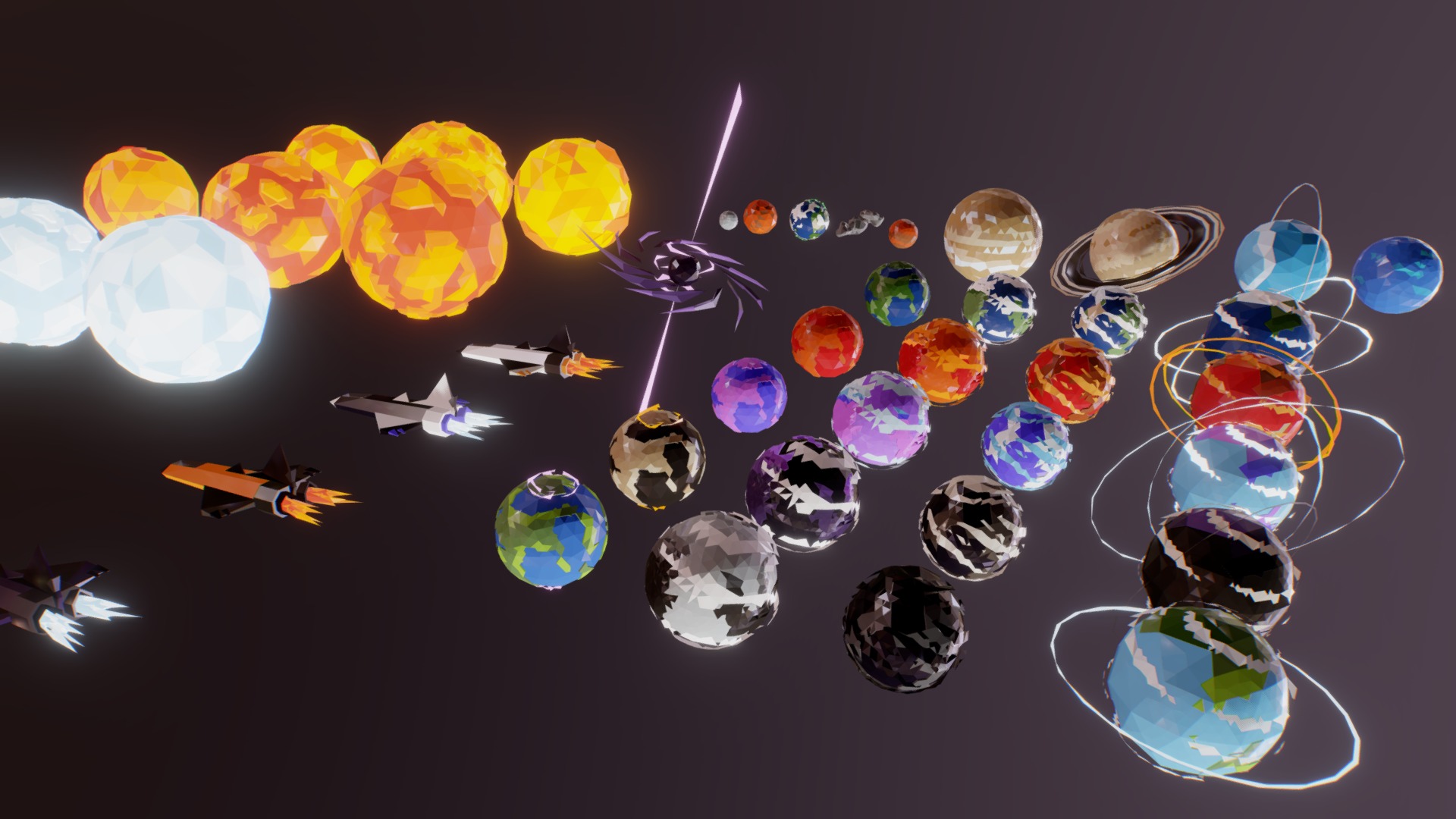 3D model Lowpoly Space Pack - This is a 3D model of the Lowpoly Space Pack. The 3D model is about a group of planets and stars.