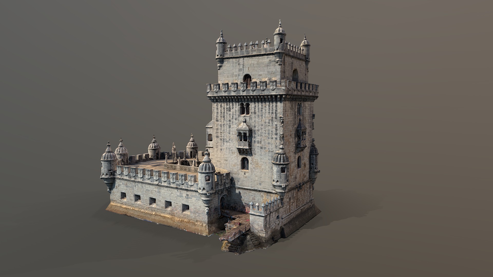 3D model Belém Tower (16th century) - This is a 3D model of the Belém Tower (16th century). The 3D model is about a castle on a rock.