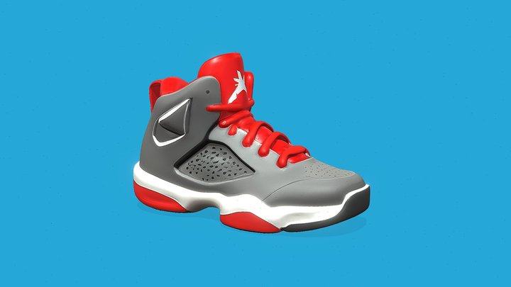 athletic sneaker with red accents 3D Model