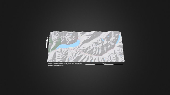 巴松措_等高地图 – Free 3D Model STL