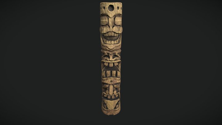 Tiki Totem Pole 3D Model