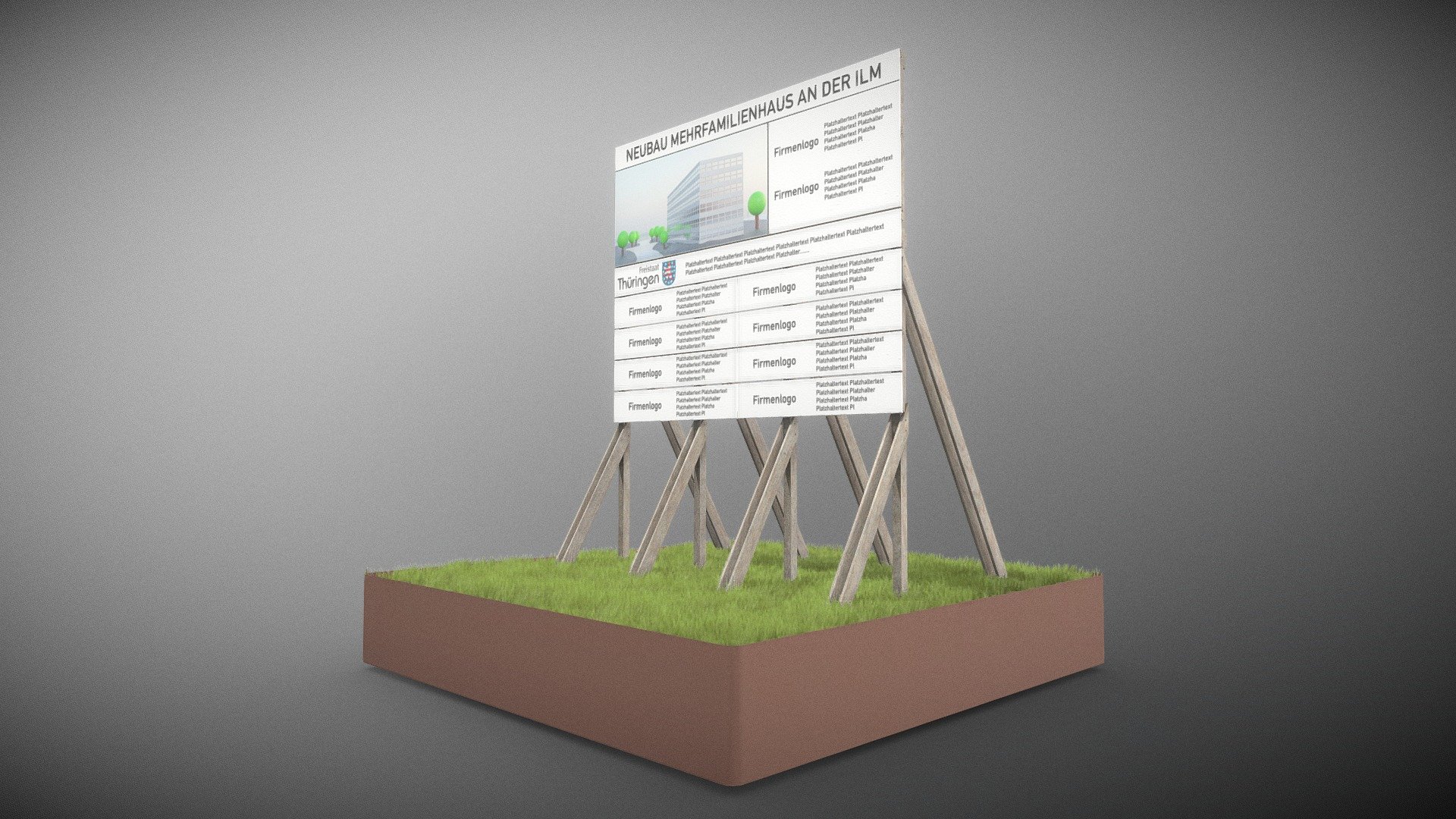 Wooden Billboard for Construction Sites 1 Buy Royalty Free 3D model
