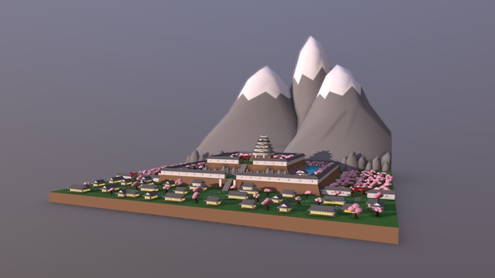 Japanese Modular Stage (Low Poly) 3D Model