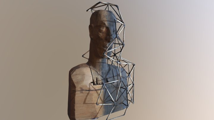 Wooden Man head Metal Man-700K 3D Model