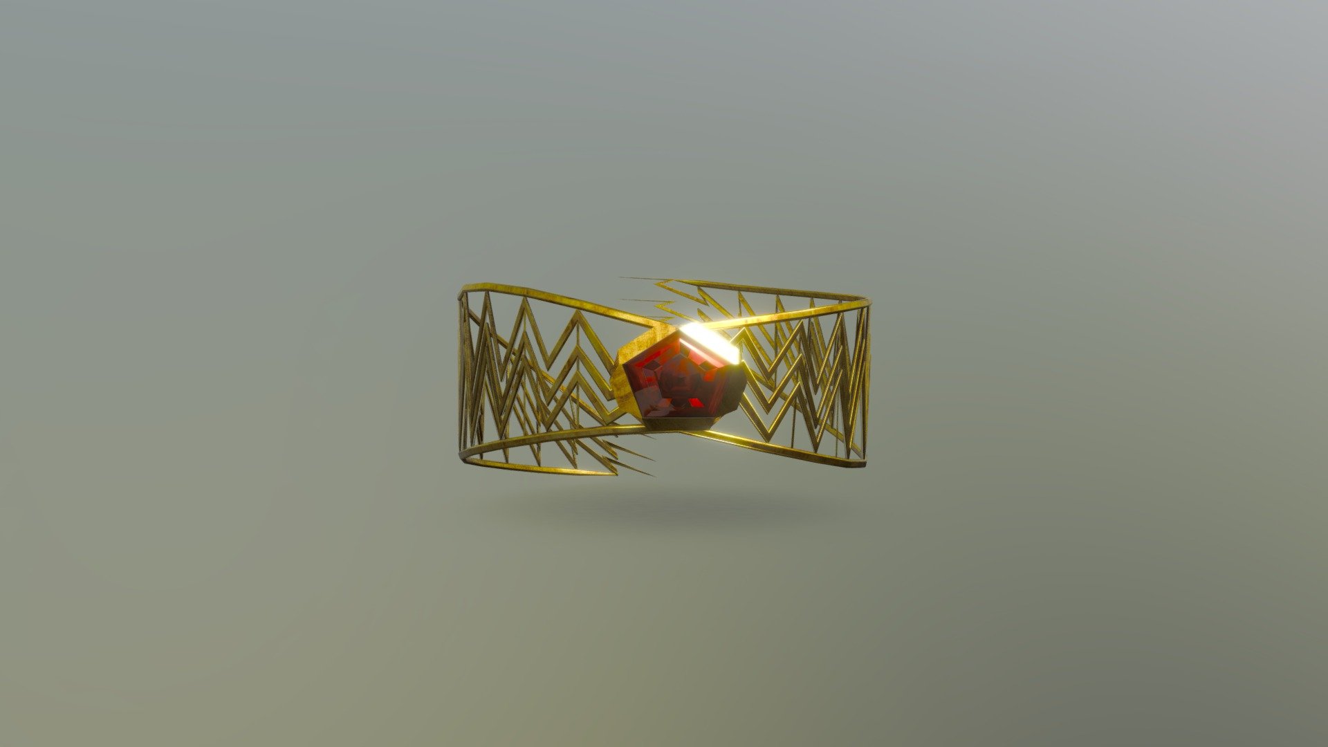 Golden ring with Red crystal