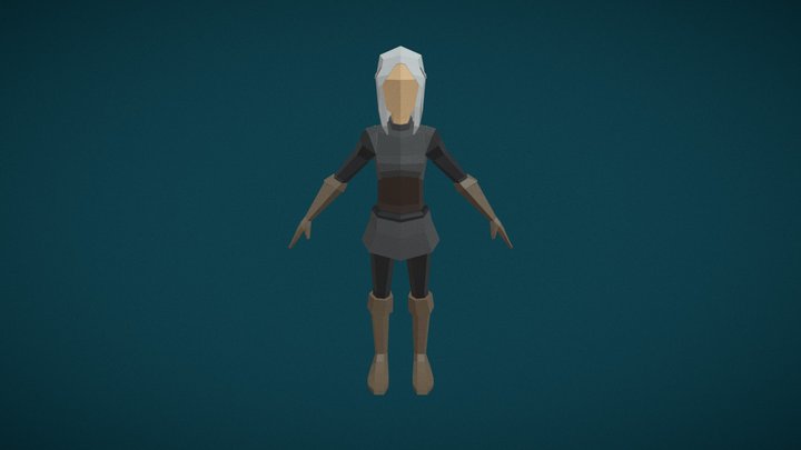 Low Poly Fantasy Girl 3D Model