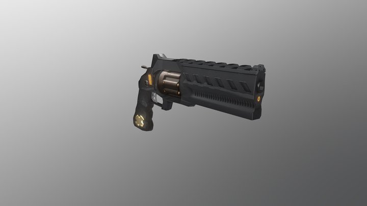 Cyberpunk Revolver 3D Model