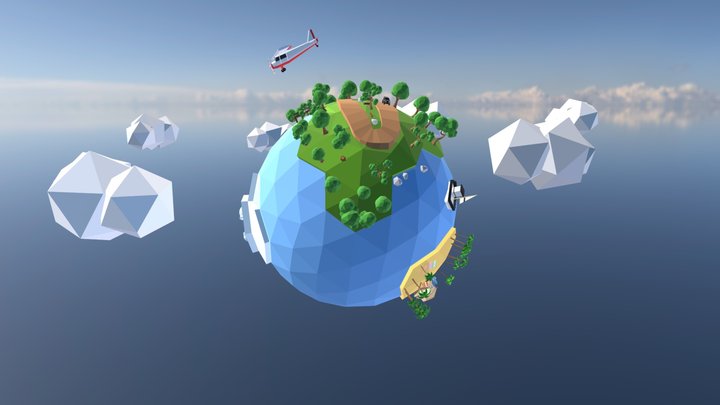 Around the World - Lowpoly Animation World 3D Model