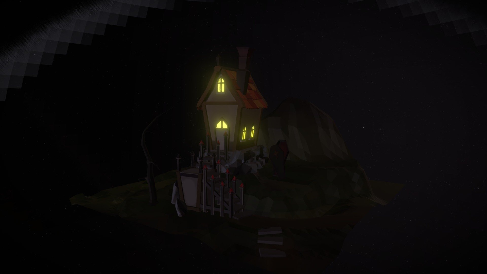 Halloween Themed Low Poly Stylized House