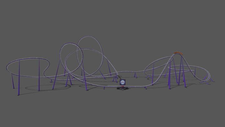 Animated roller coaster 3D Model