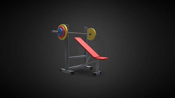 GYM Bench Press With Barbell 3D Model