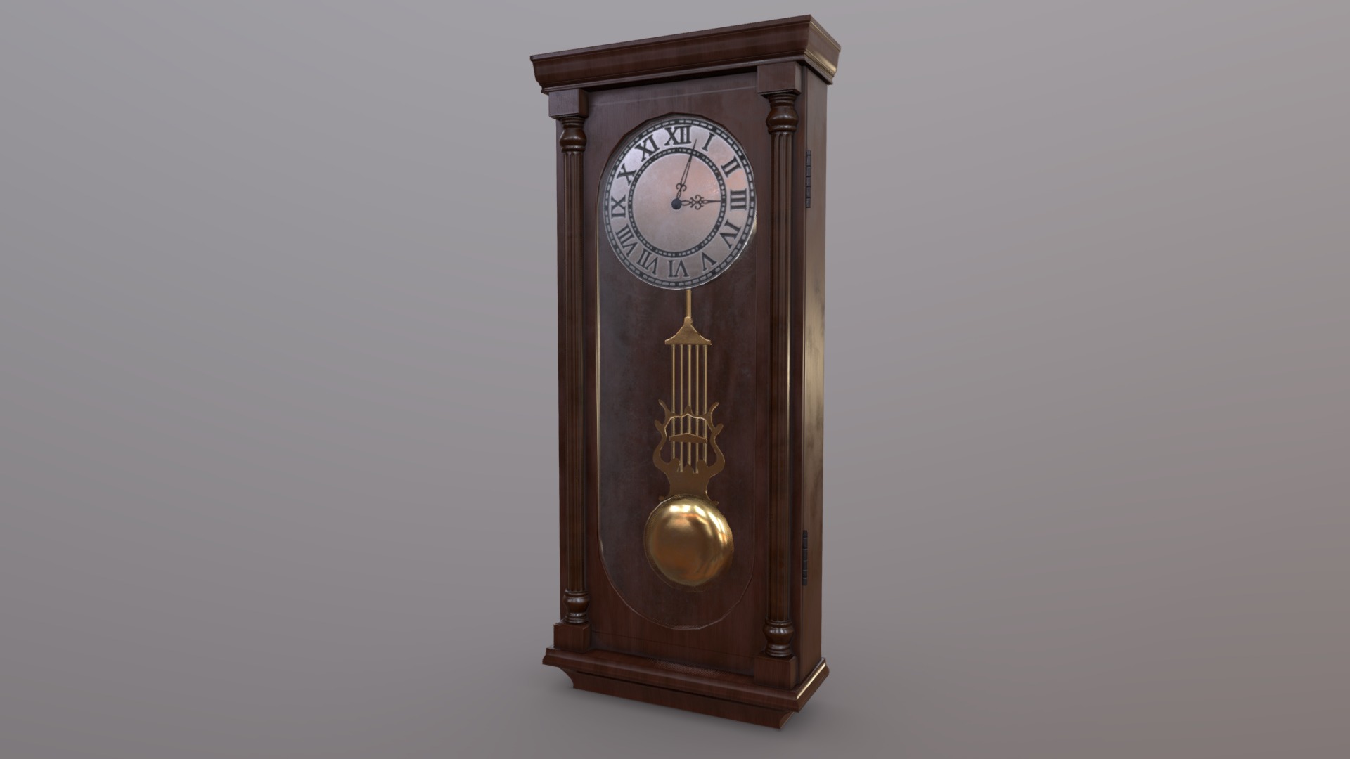 3D model Wall Clock - This is a 3D model of the Wall Clock. The 3D model is about a gold and silver clock.