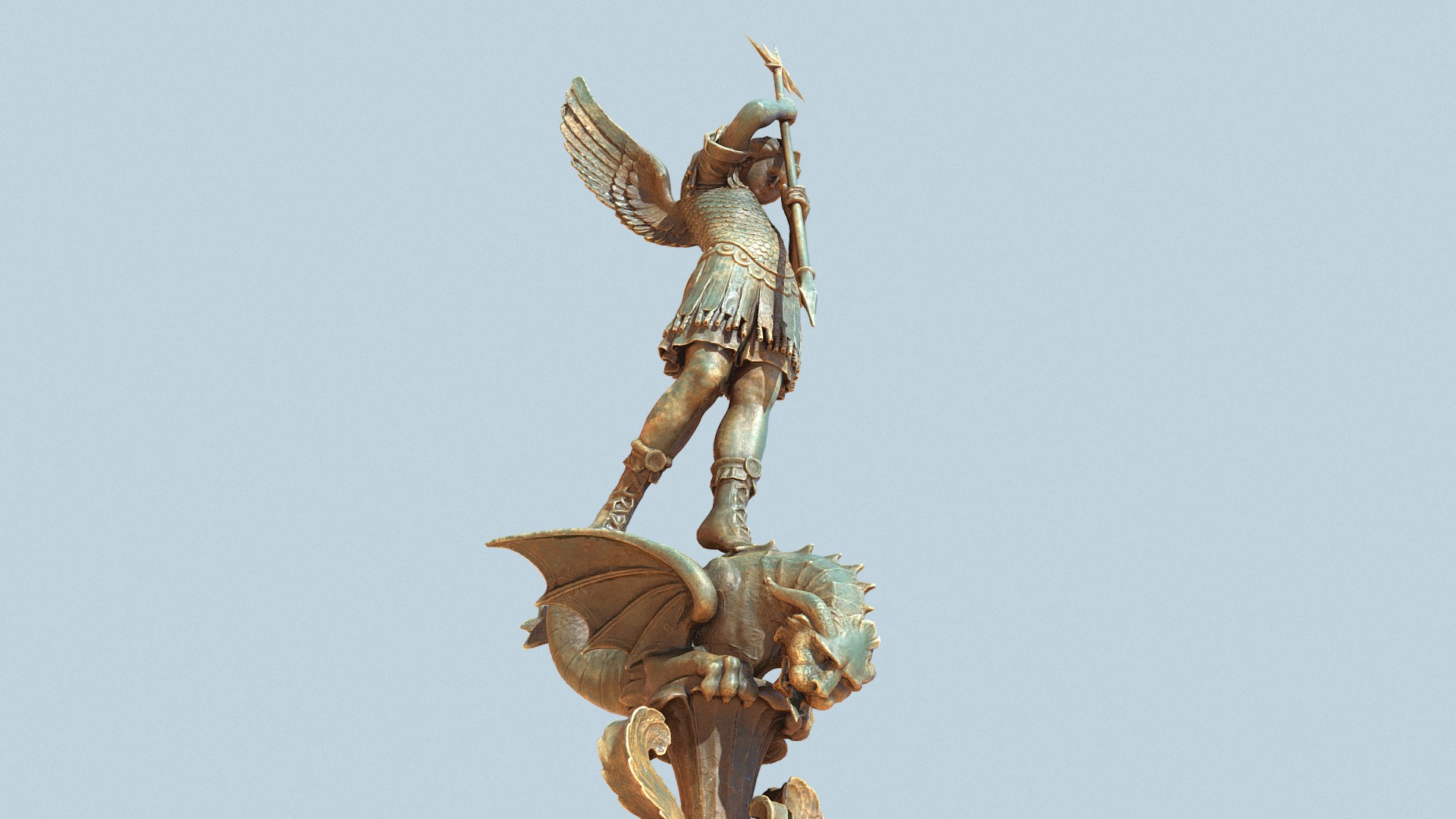 3D model Archangel Saint-Michel (Lyon) - This is a 3D model of the Archangel Saint-Michel (Lyon). The 3D model is about a statue of a person riding a horse.