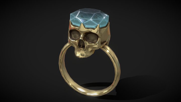 Skull Gem Ring - low poly 3D Model