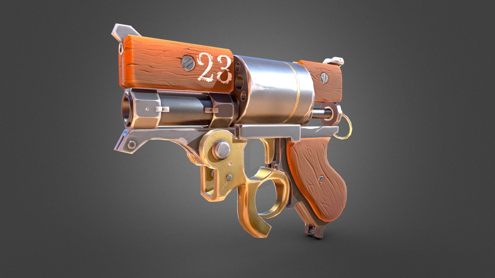 Stylized steampunk revolver - 3D model by Youssef.Loukili [3232031 ...