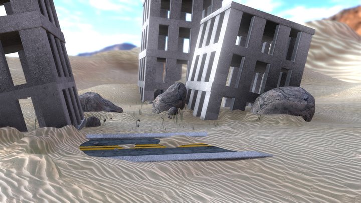 Abandoned City Desert Scene 3D Model