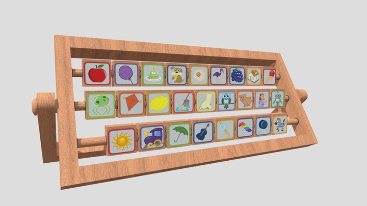 Wooden Alphabet Learning Toy - Rotating Blocks 3D Model