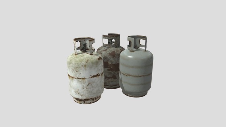 Old and Rusted Gas Cylinder 3D Model