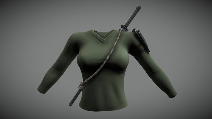 $AVE Female Sword Warrior Top 3D Model
